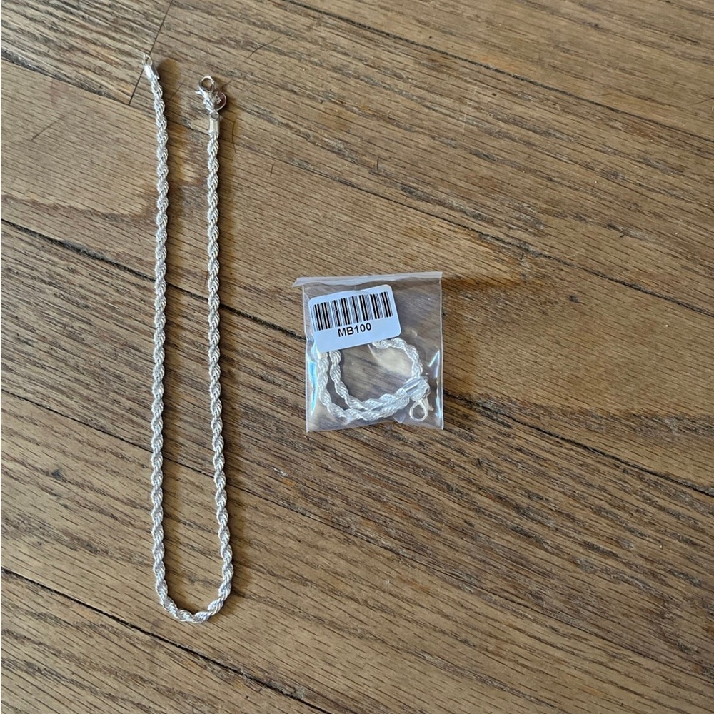 Silver Necklace and Bracelet Bundle 4mm